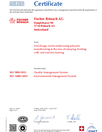 Certificate ISO 9001 and ISO 14001